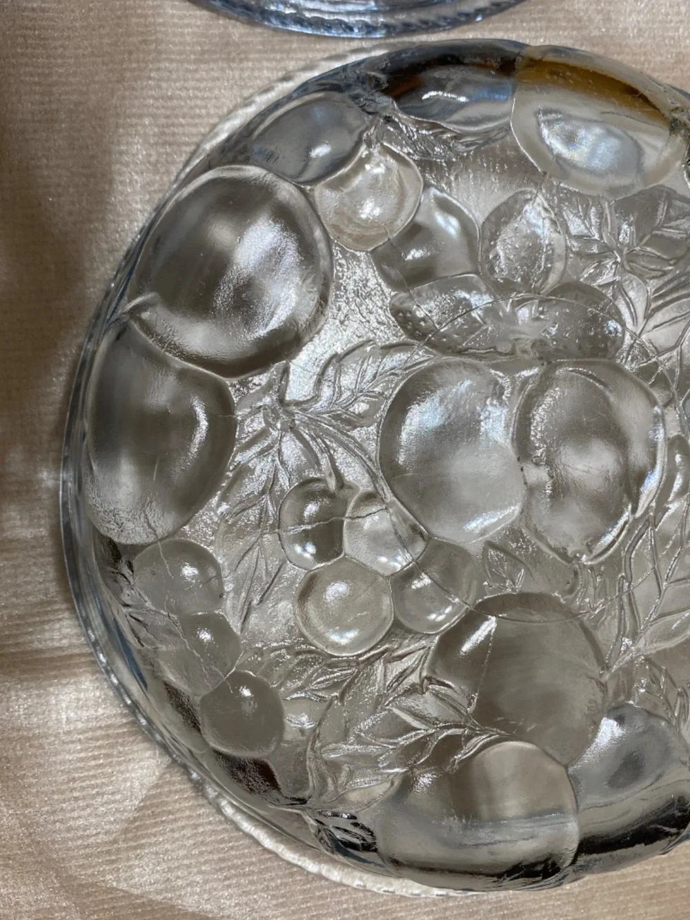 “Orchard Fruit” Vintage Libbey Blue glass 3qt. Casserole